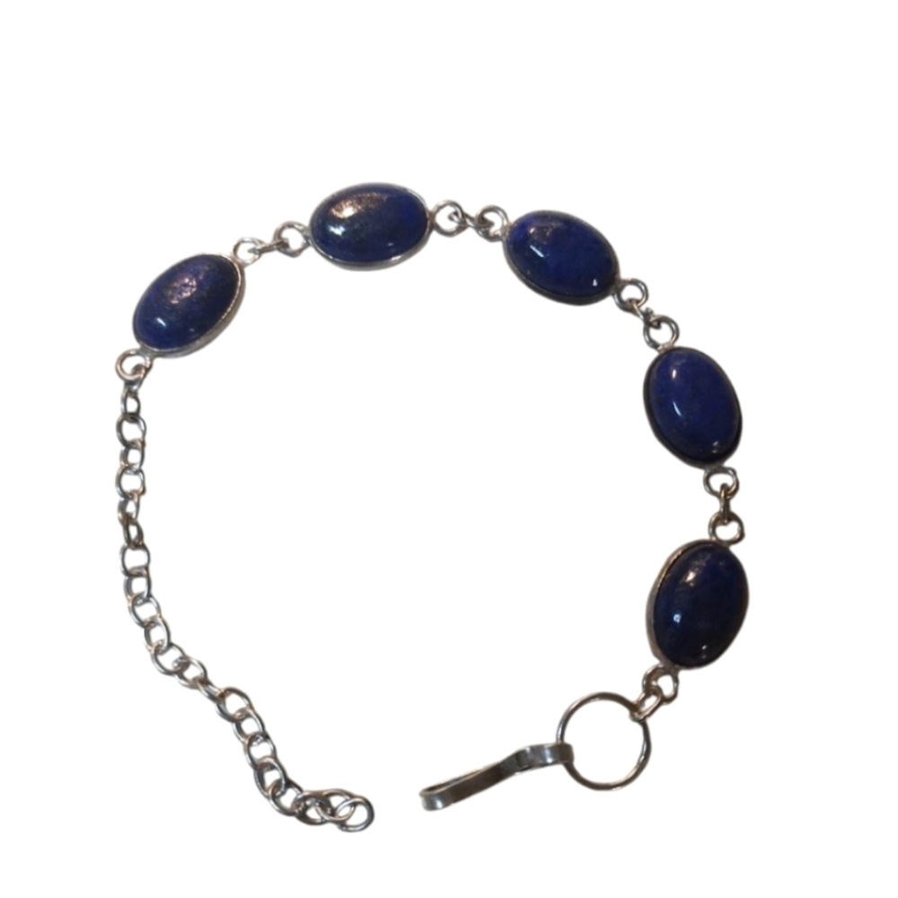 COPY - NWOT Lapis Lazuli Silver Overlay Ajustable Bracelet